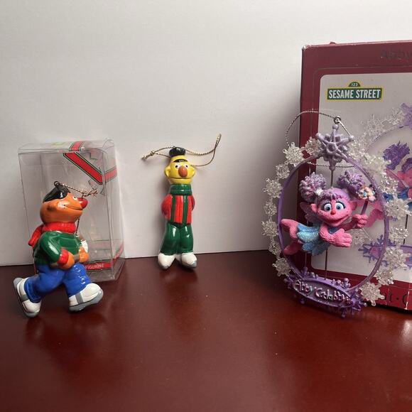 Vintage Sesame Street Christmas Ornament Lot Abbey Cadabby Bert Ernie Kurt Adler - Picture 3 of 14